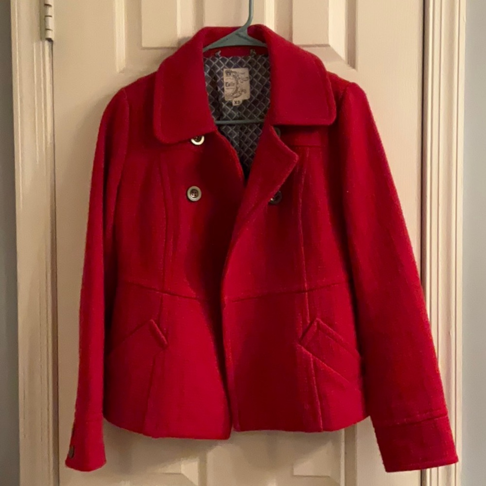 Tulle Red Double-Breasted Jacket